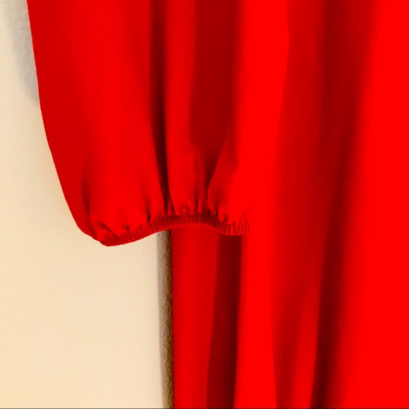 ZARA RED POPLIN MIDI DRESS. SIZE MEDIUM - Picture 5 of 9